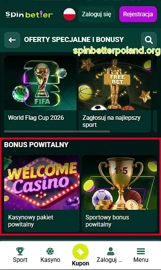 Bonus powitalny SpinBetter dla kasyna i sportu